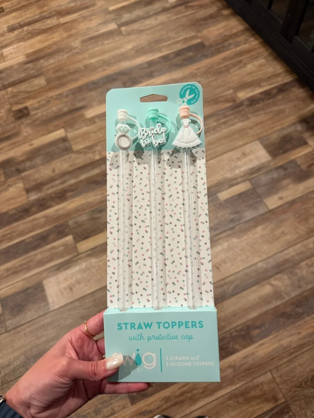 Bride-To-Be Mint Straw Toppers Party Set